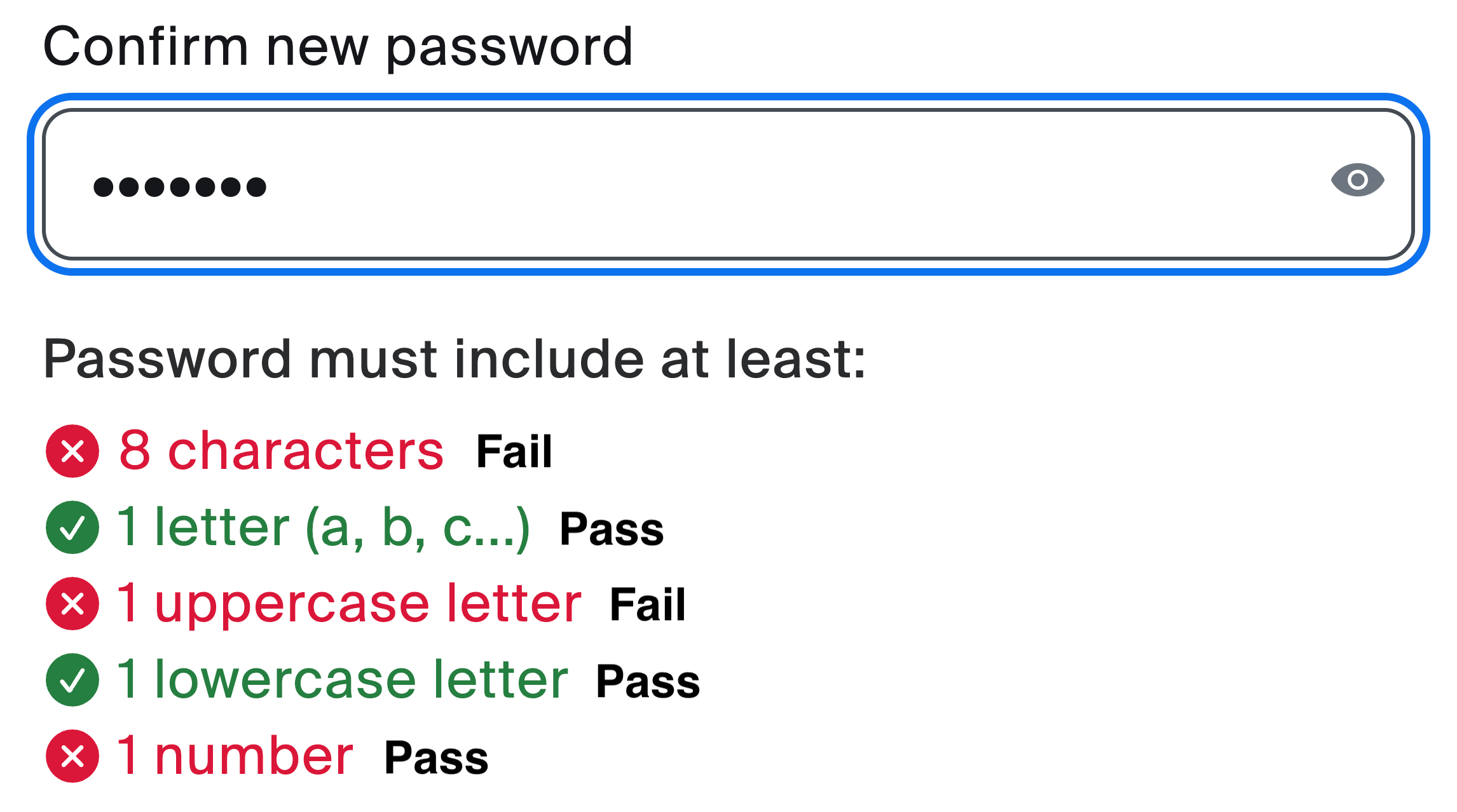 Password requirements with words