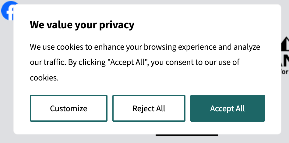 Cookie dialogue appearing on top of other page content